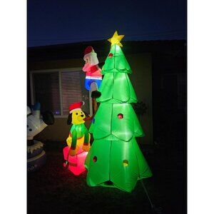 🆕8ft Christmas Inflatables Tree with Santa Claus Dog Outdoor Decorations